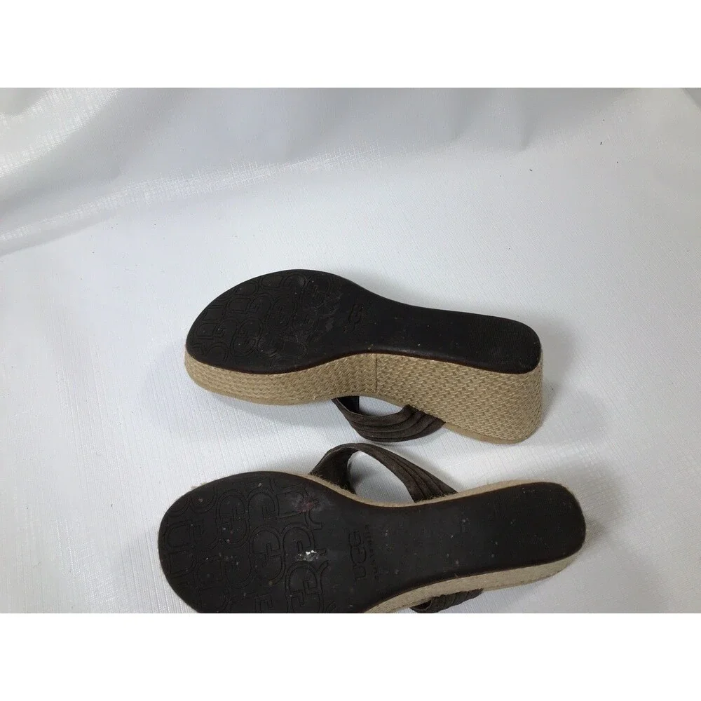UGG Womens Zamora 3093 Suede Slip On Wedge Thong Sandal Size US 7M